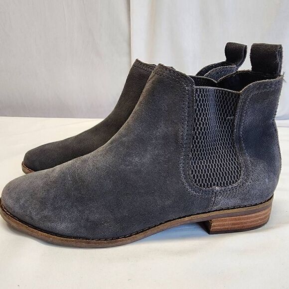 Toms Ella Womens Casual Slip On Chelsea Ankle Bootie Grey Suede Low Heels Size 7 - Picture 5 of 13